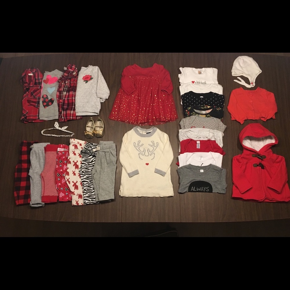 Girls 3-6mos red lot, 27 pieces